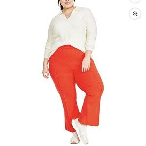 On 34th Pants Ponte Kick Flare Ankle High Rise Women’s 2X Short Fiery Red New